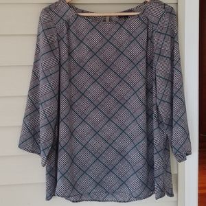 The Limited Flowing Argyle Patterned Blouse XL